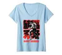 Mujer Baki Hanma The Grappler Blood Splatter Rojo Anime Manga Camiseta Cuello V