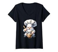 Mujer Baking GNOME For Bakers with Mixing Bowl Set For Pastry Chef Camiseta Cuello V