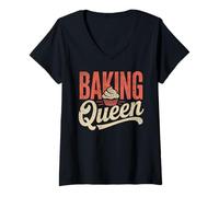 Mujer Baking Queen Crowned Chef Cute Baking Lover Camiseta Cuello V