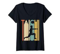 Mujer Balance in Motion - Regalo Retro de Artes Marciales de Tai Chi Yin Yang Camiseta Cuello V