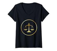 Mujer Balanza de Oro Jura Abogado Juez Derecho Broma profesión Motivo Camiseta Cuello V