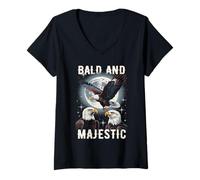Mujer Bald And Majestic American Bald Eagle Vintage Eagle Bird Fun Camiseta Cuello V