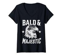 Mujer Bald and Majestic Funny Bald Dads Father Eagle Camiseta Cuello V