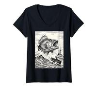 Mujer Baleine Clash en el Mar Negro Camiseta Cuello V