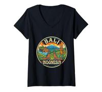 Mujer Bali Indonesia Round Travel Souvenir Landmark Turista Regalo Camiseta Cuello V