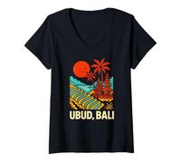 Mujer Bali Indonesia Ubud Vintage Mujeres Coastal Living Camiseta Cuello V