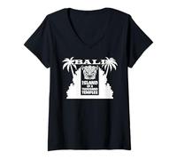 Mujer Bali Máscara Barong Isla de los mil Templos Puerta Recuerdo Camiseta Cuello V