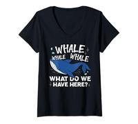Mujer Ballena Ballena Ballena ¿Qué tenemos aquí Animal Pun Camiseta Cuello V