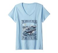 Mujer Ballena Estética Mar - Mundo Oceánico Camiseta Cuello V