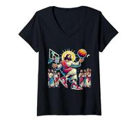Mujer Ballin con el Mesías Únete a la Comunidad de Baloncesto de Jesús Camiseta Cuello V