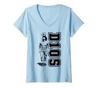 Mujer Balón de Cabeza Diego Maradona D10S Dios Vintage Soccer Legend Camiseta Cuello V