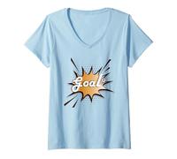 Mujer Balón de fútbol de portería en Net Comic Style Football Fan Art Camiseta Cuello V