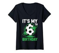 Mujer Balón de fútbol It's My 6th Birthday Camiseta Cuello V