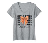 Mujer Baloncesto Hermana Baloncesto Chica Pequeña Hermana Mayor Fan Camiseta Cuello V