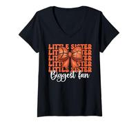 Mujer Baloncesto Hermana Baloncesto Chica Pequeña Hermana Mayor Fan Camiseta Cuello V