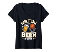 Mujer Baloncesto y Cerveza. por eso Estoy aquí. Swish Dunk de 3 Camiseta Cuello V