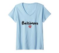 Mujer Baltimore - Amo Baltimore - Clásico Camiseta Cuello V