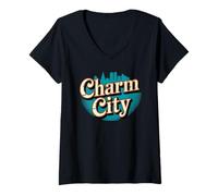 Mujer Baltimore Charm City Classic Maryland Pride Urban Camiseta Cuello V