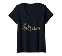 Mujer Baltimore Maryland Vintage diseño Elegante Camiseta Cuello V