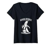 Mujer Banana Buisness Suite y Case Ansiious Office Humor Camiseta Cuello V