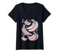 Mujer Bananas Summer Fruits Dreamy Art Pastel Estética Y2K 2000 Camiseta Cuello V