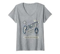 Mujer Banco Mágico de Gringotts Fortius Quo Fidelius Harry Potter Camiseta Cuello V