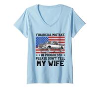Mujer Bandera Americana de camioneta de Error financiero en Progreso Camiseta Cuello V