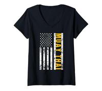Mujer Bandera Americana Muay Thai Patriótico Nak Muay Camiseta Cuello V