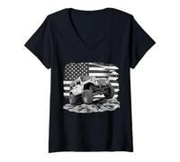 Mujer Bandera Americana Retro Off Road Warrior Off-Roading 4x4 Humor Camiseta Cuello V