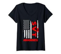 Mujer Bandera Americana SVT Awareness USA Camiseta Cuello V
