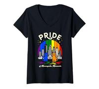 Mujer Bandera arcoíris de Pride of Minneapolis City Minnesota Cats Camiseta Cuello V