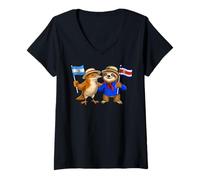 Mujer Bandera Argentina Costa Rica Raíces Argentinas Herencia Camiseta Cuello V