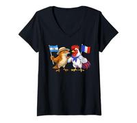 Mujer Bandera Argentina Francia Raíces Argentinas Francesa Camiseta Cuello V