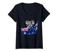 Mujer Bandera Australiana del Oso Koala de Australia Camiseta Cuello V