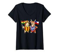 Mujer Bandera Bolivia Chile Raíces Bolivianas Herencia Chilena Camiseta Cuello V