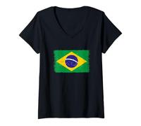 Mujer Bandera Brasil de Brasileños Orgullosos o Orgullo Brasileño Camiseta Cuello V