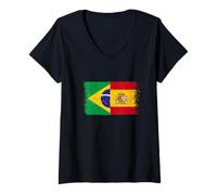 Mujer Bandera Brasil España Orgullo Aficionado Brasileño Español Camiseta Cuello V
