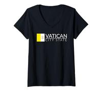 Mujer Bandera Ciudad del Vaticano Roma Italia San Pedro Basilica Camiseta Cuello V