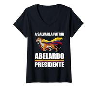 Mujer Bandera Colombiana Salvar La Patria Abelardo Presidente 2026 Camiseta Cuello V