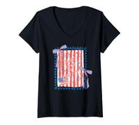 Mujer Bandera con Lazo de Sweet Land of Liberty Patriotic Coquette, EE. UU. Camiseta Cuello V