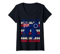 Mujer Bandera con Lazo en Forma de Coqueta con Forma de Coqueta de Las Islas Cook Camiseta Cuello V