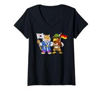 Mujer Bandera Corea del Sur Alemania Raíces Coreano-Alemanas Camiseta Cuello V