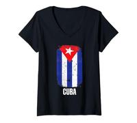 Mujer Bandera Cubana Style Antigua o hacia Atras Cuba Camiseta Cuello V