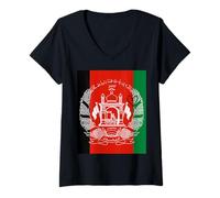Mujer Bandera de Afganistán Corazón Afgano Orgulloso Día Nacional Camiseta Cuello V