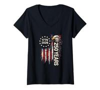Mujer Bandera de águila patriótica de EE. UU. 250 años 1776 2026 Camiseta Cuello V