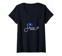 Mujer Bandera de Alberta Gratis - Albertan Freedom Word Art Camiseta Cuello V