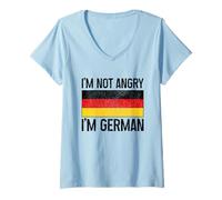 Mujer Bandera de Alemania divertida con texto en inglés "I'm Not Angry I'm German Camiseta Cuello V