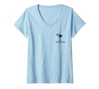 Mujer Bandera DE ÁRBOL DE Palmetto DE Carolina del Sur SC Cresent Moon Camiseta Cuello V