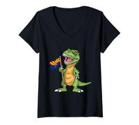 Mujer Bandera de Arizona Lover Kids Dinosaur Lover USA Arizona Camiseta Cuello V