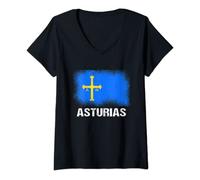 Mujer Bandera de Asturias Camiseta Cuello V